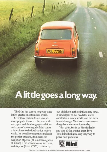 Mini Austin Morris  British Leyland Bmc  Advert Poster Print From  1973