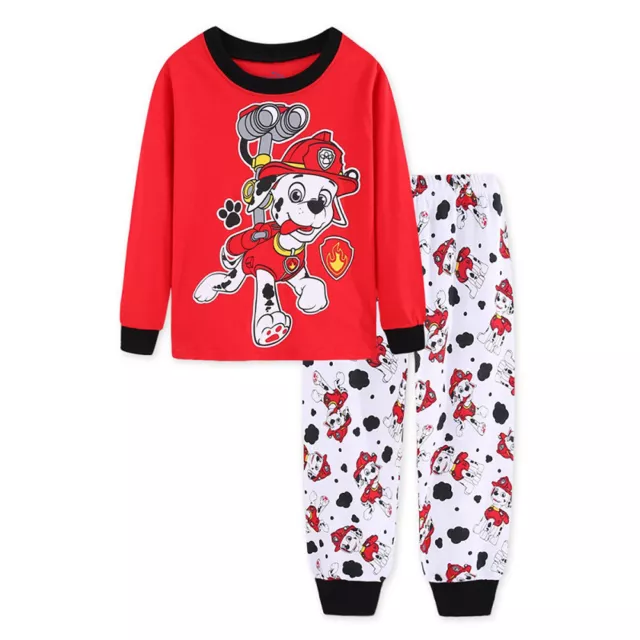 cartoon Boys long sleeve pjs pyjamas set sleepwear size 1-6 sky red