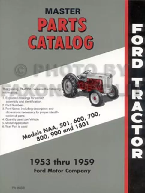 Ford Tractor Parts Book 600 700 800 900 series 1955 1956 1957 1958 1959 601-1801