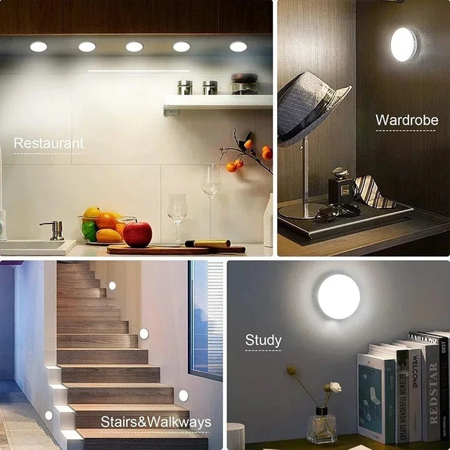 MOTION SENSOR LED Night Light USB Rechargeable Wireless Closet Under ...