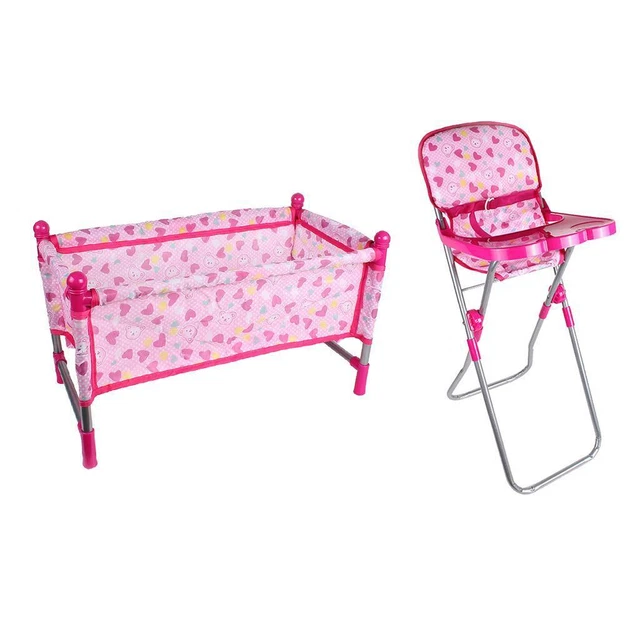 Bambola Baby Toddler Seggiolone Letto Culla Simulazione Per Bambini Mobili 3