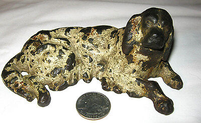 Antique Victorian Cast Iron Staffordshire Spaniel Dog Art Statue Paperweight