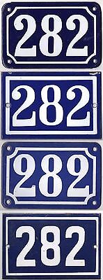 Old blue French house number 282 door gate wall fence street sign plate plaque