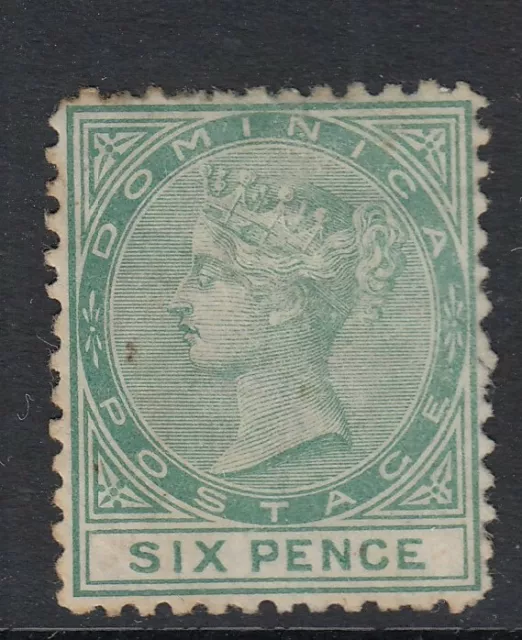 Dominica 1874 green 6d crown CC perf 12.5 - mounted mint SG2