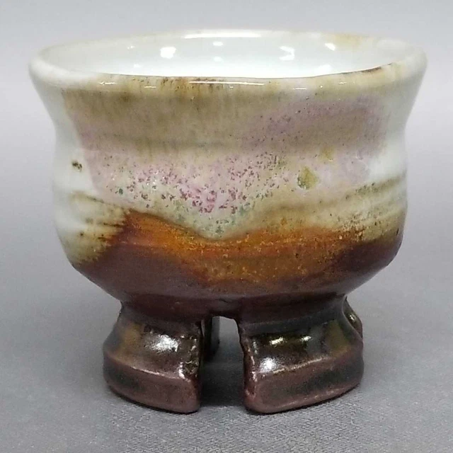 AK88)Japanese Pottery Guinomi Sake Cup 3 color glazes by Seigan Yamane
