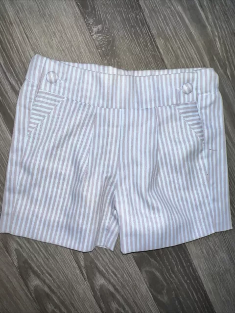 Pretty Originals Boys Blue Striped Cotton Bermuda Shorts Size 3 Months Regular