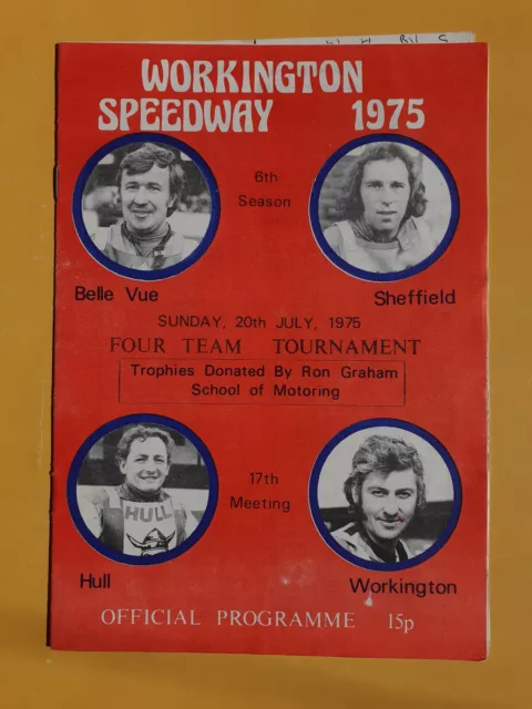 Workington v Belle Vue v Sheffield v Hull (IL4TT); 20th July 1975 Used Programme