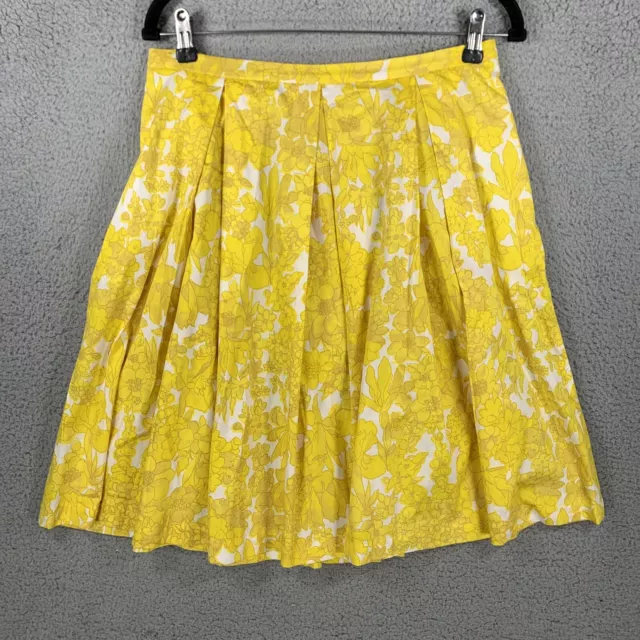 Max Mara Weekend Bright Floral Skirt US 10 A Line Pleated Lightweight Yellow