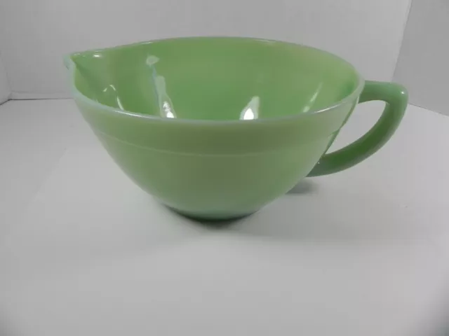 Vintage Fire King Jadeite Green Mixing Batter Bowl with Spout and C Handle