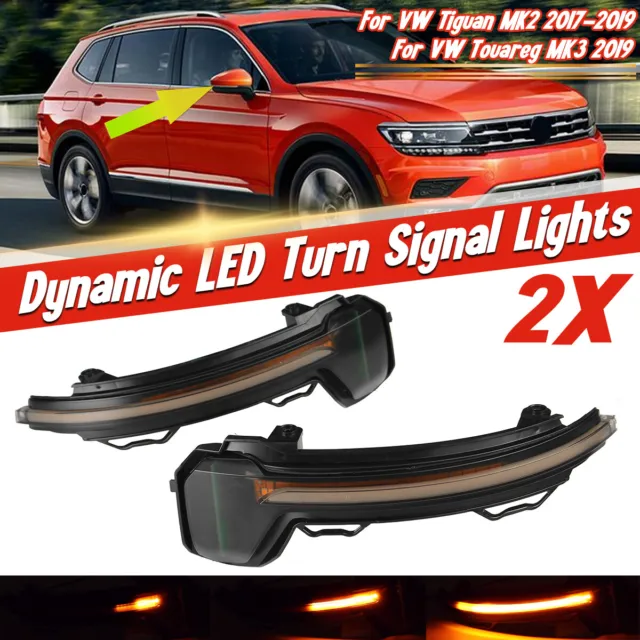2X Dynamique Rétroviseur latéral LED Clignotant Pour VW Tiguan AD/BW MK2 2016-22