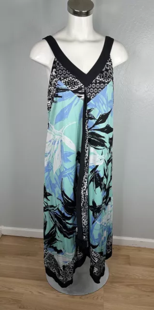 Style & Co Midi V-Neck Sleeveless Printed Ruffle Dress Plus Sz 1X