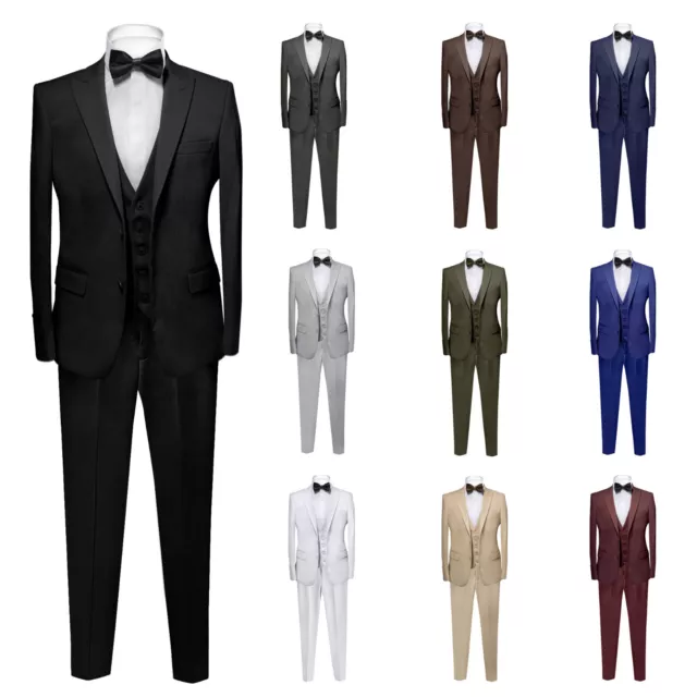 Slim Fit Herrenanzug in verschiedenen Farben mit Weste -ZA-Smoking-Hochzeit