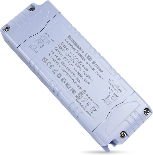 Transformateur 220V 12V LED Dimmable 12W 1A Triac & 0-10 V & 1-10 V & PWM & Résistance 100k