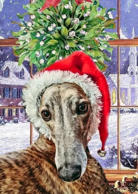 Greyhound , Lurcher, Sighthound , Whippet, Dog Christmas Card