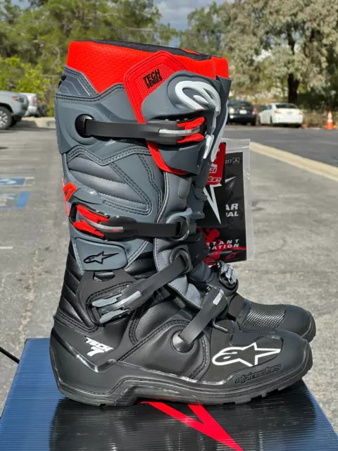 Alpinestars Tech 7 Enduro Boots - Black/Gray/Red Fluorescent