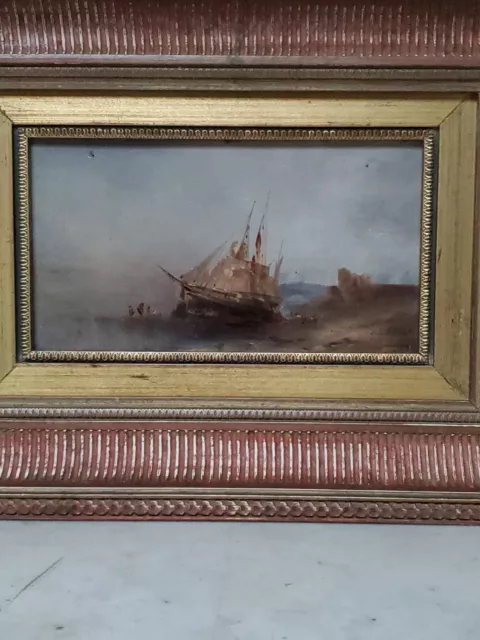 Huile Sur Toile Marouflée sur panneau - Marine signée et datée - XIXème 2