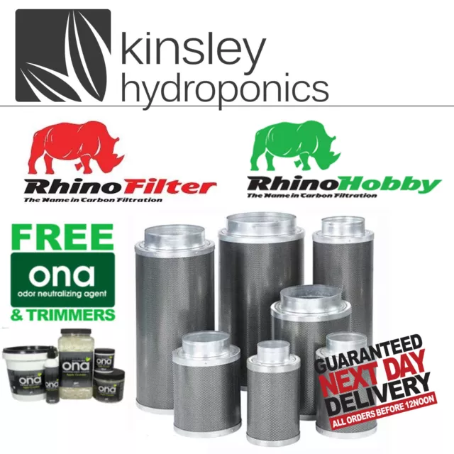 Rhino Pro & Hobby Filter 4 5 6 8 10 12 Inch Carbon Hydroponics FREE ITEMS