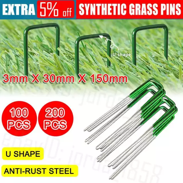 Primeturf Synthetic Artificial Grass Pins Fake Lawn Turf Weed Mat U Pegs Plants