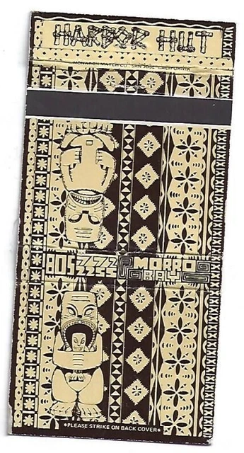 Tiki God Tropical Matchbook Harbor Hut Morro Bay, CA Tiger's Folly Cruises