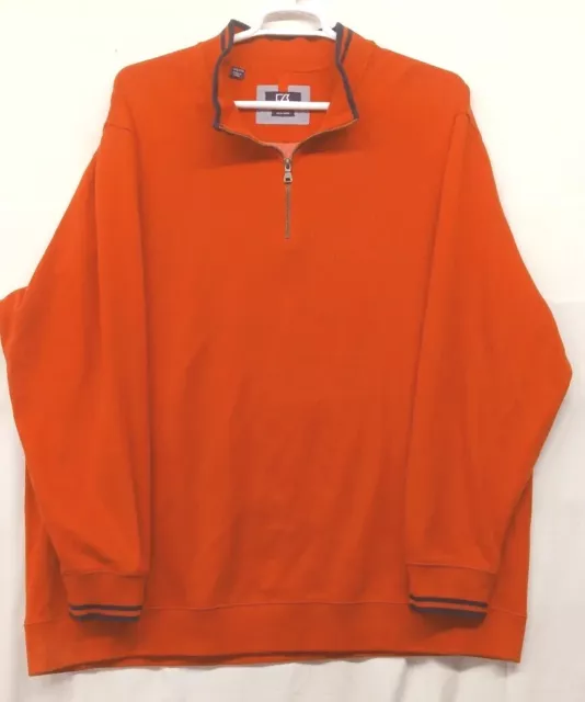 Cutter & Buck Men's 1/4 Zip Pullover Sweater Heritage Fit 3XB Orange 3