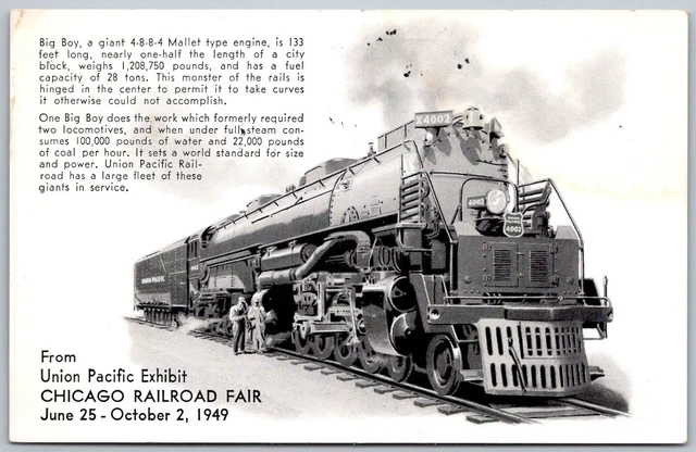 Chicago Illinois 1954 Postcard Chicago Railroad Fair Union Pacific Train RPO