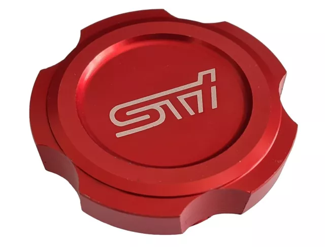 Subaru STI Oil Cap - RED - Billet Aluminium- Fits impreza WRX TYPE R GC8 GCD etc