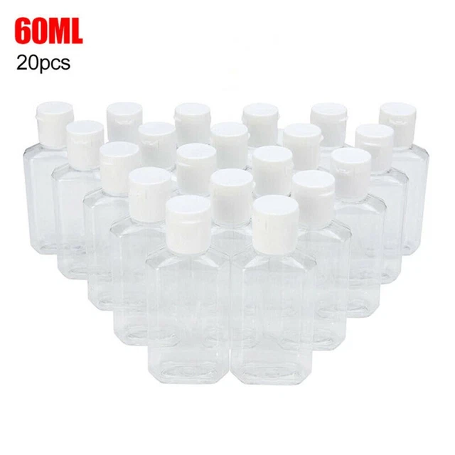 20 piezas botella de plástico 60 ml tipo abatible viaje jabón transparente loción exterior