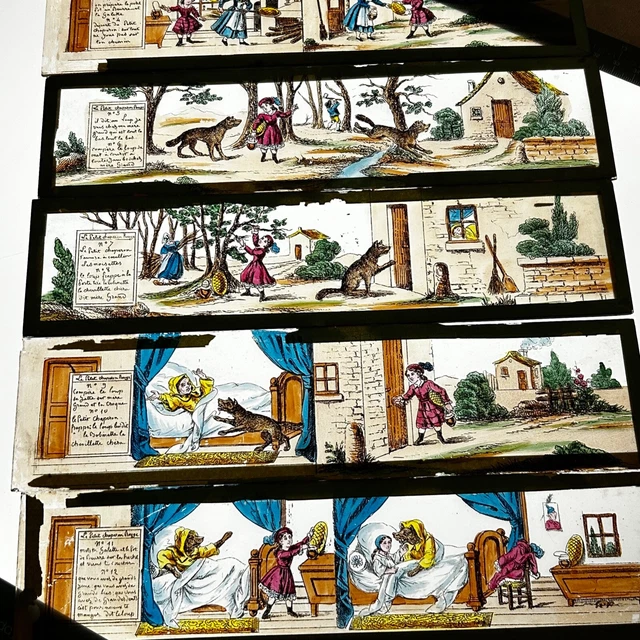 Lot De 6 Plaques En Verre Pour Lanterne Magique - Caricatures - Rare