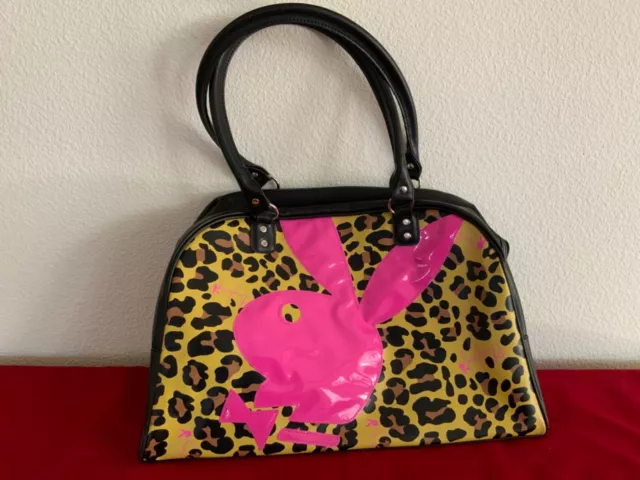 💕 Rare Nwot Playboy Duffel Overnight Gym Travel Bag Animal Print Pink Bunny 💕
