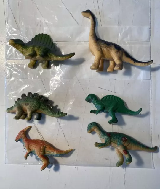 AE816 Rare National Geographic Micro Machines Dinosaur Mini Figures - 6pcs VGC
