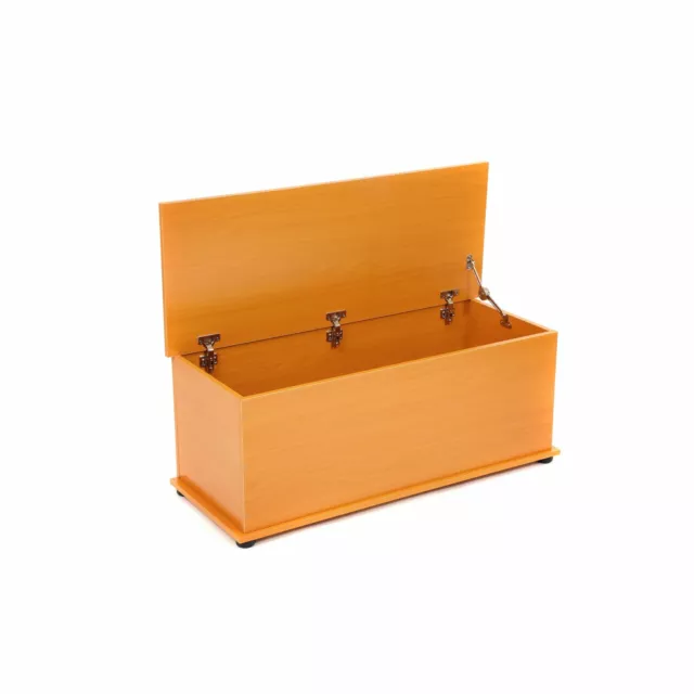 NEW! Beech Effect Wooden Storage Chest Ottoman Blanket Box Toy Chest Trunk