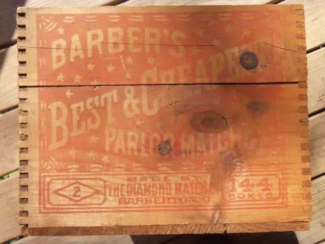 Diamond Brand Barber's Parlor Matches Wood Box - Crate