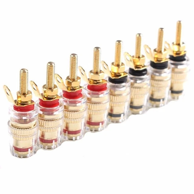8 X Gold Plated Speaker Terminal Binding Post Amplifier Connectors Banana Plugs