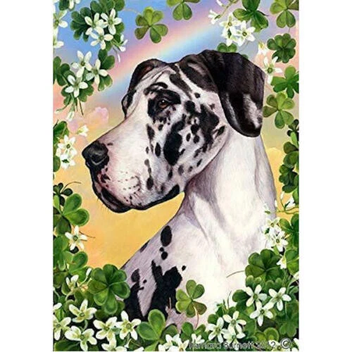 Clover House Flag - Uncropped Harlequin Great Dane