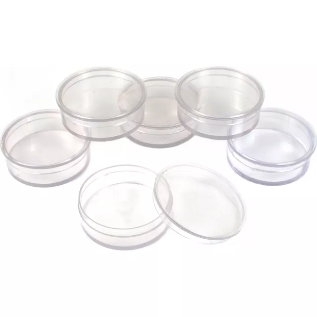 6 Round Plastic Organizer Container Storage Jars for Beads & Gems 1 3/4"
