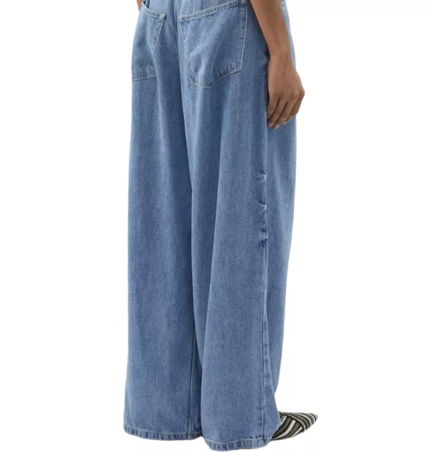 RAEY WOMEN'S LIGHT Blue Tencel Extra Fold Wide Leg High Rise Jeans Size ...