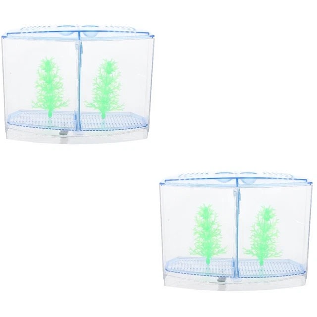 2 Sets Shrimp Farming Tank Mini Fish Aquarium Starter Acrylic Desktop Betta