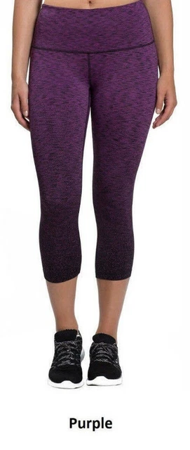 QUALITY COSTCO KIRKLAND Signature Ladies Active Crop Leggings Purple/Black  - S £3.95 - PicClick UK