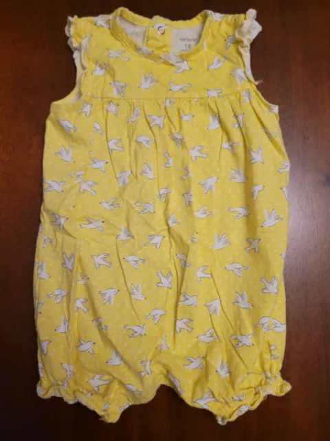 Girls Carters Summer Romper Yellow Birds Size 18 Months