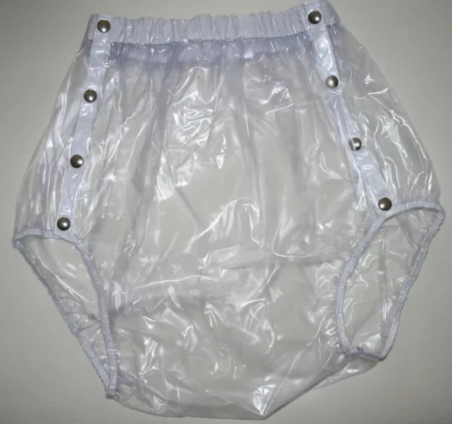 PVC Adulto Bambino Incontinenza Knöpfer Pannolino Pantaloni Gomma Trasparente