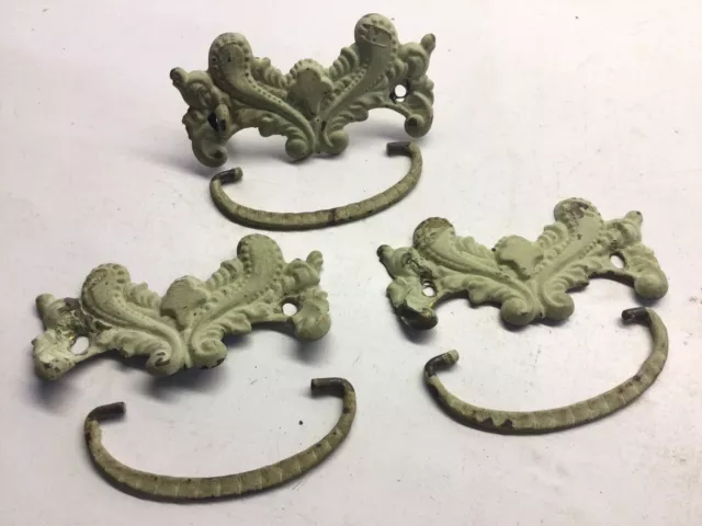 3) Antique Stamped Brass Victorian Drawer Pulls Painted