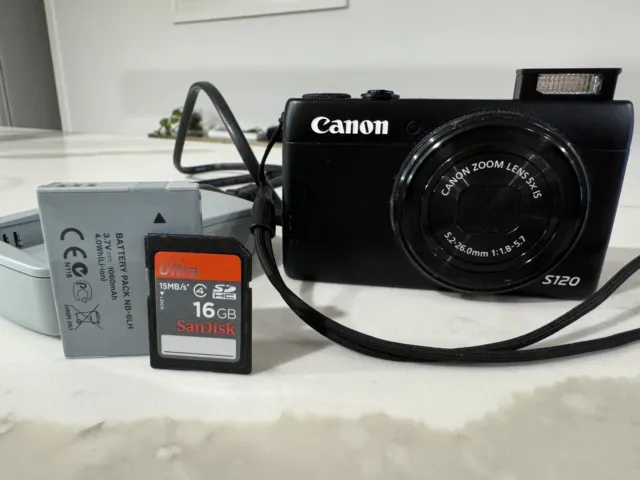 Canon Digital Camera PowerShot S120 F 1.8 Wide Angle 24mm Optical 5x Zoom Black