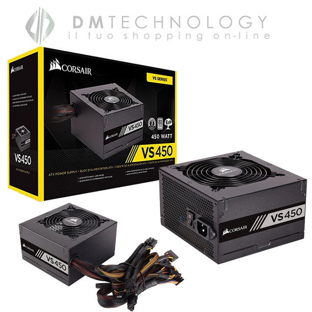 Corsair VS450 Alimentatore da 450 W, PFC Attivo, Certificazione 80 PLUS, Nero