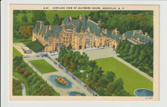 Asheville North Carolina Airplane View of Biltmore Vanderbilt NC 1940s UN-POSTED