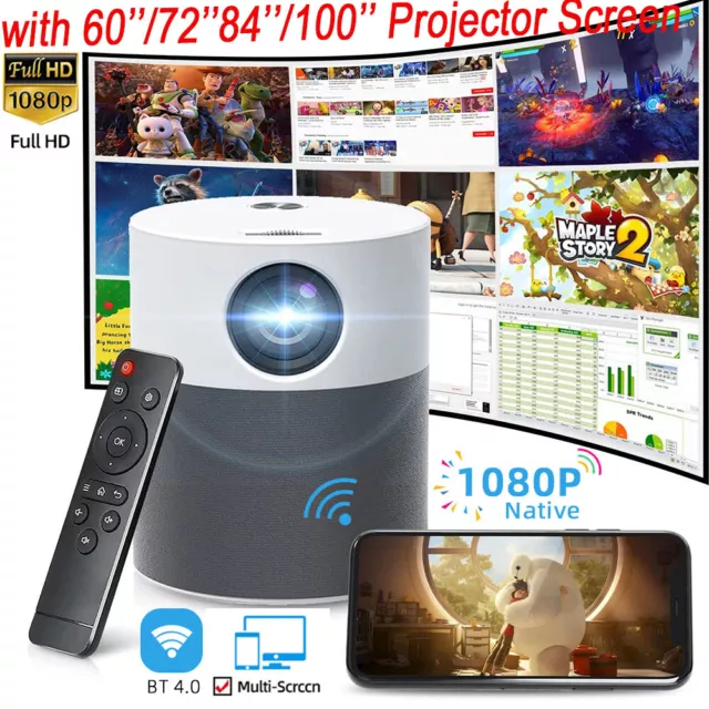 Portable 1080P Smart WiFi Projector 4K Bluetooth Android Home Movie Theater HDMI