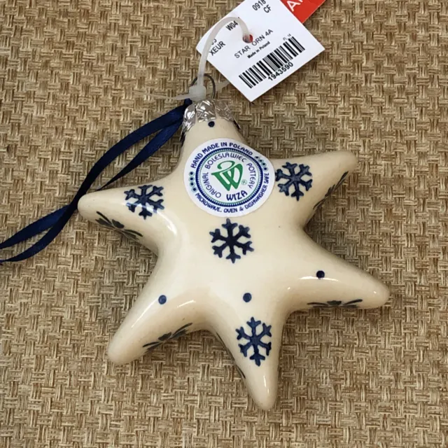 Boleslawiec Polish Pottery STAR Christmas Ornament Snowflakes Pattern Wiza