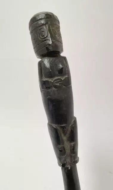 Antique Figural Massim Lime Spatula Trobriand Islands Tribal Art Carved Ebony 3