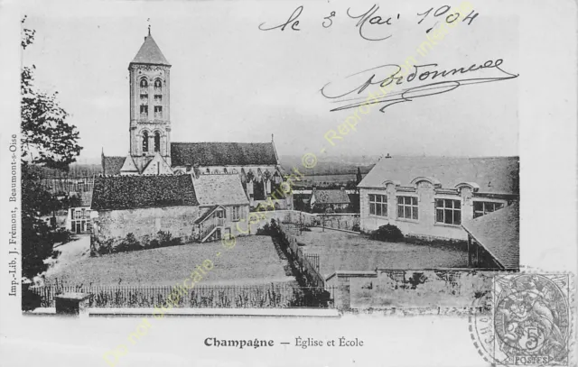 CPA 95660 Champagne On Oise Church & School Edit Fremont ca1904