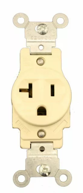 LEVITON Single Flush Receptacle IVORY Bakelite 20A 125V NEMA 5-20R NEW 5801-I