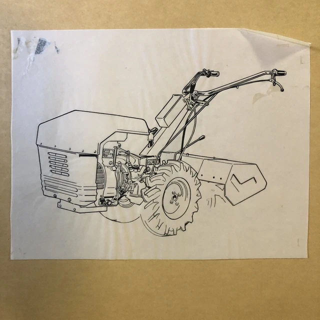 Disegno A China Di Motocoltivatore Vintage su lucido 35x47 cm circa
